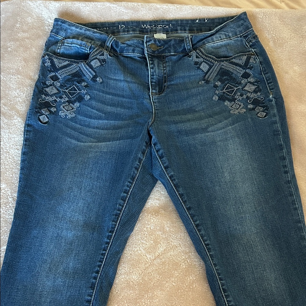 Westport Dark Blue Skinny Jeans with Embroidered Front Detail